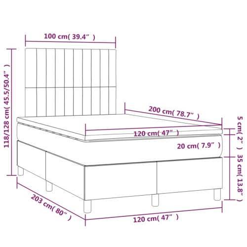Krevet s oprugama i madracem tamnosmeđi 120 x 200 cm od tkanine - Tamno smeđa 120 x 200 cm Okomite pruge Cijena