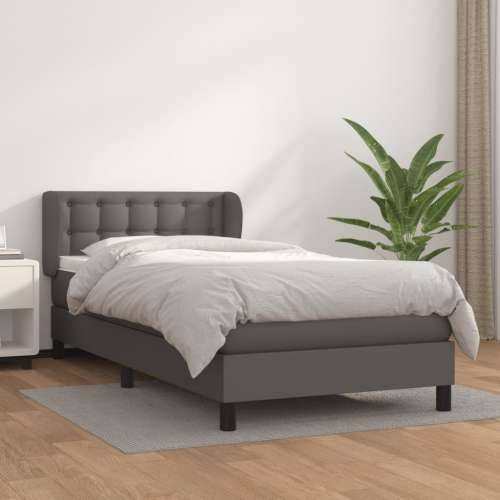Krevet s oprugama i madracem sivi 90 x 200 cm od umjetne kože - Siva 90 x 200 cm gumbi Cijena