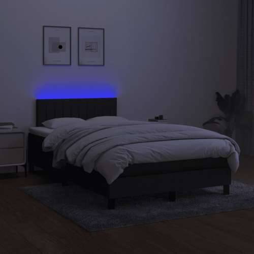 Krevet box spring s madracem LED crni 120 x 200 cm od tkanine - Crna 120 x 200 cm Okomite pruge Cijena