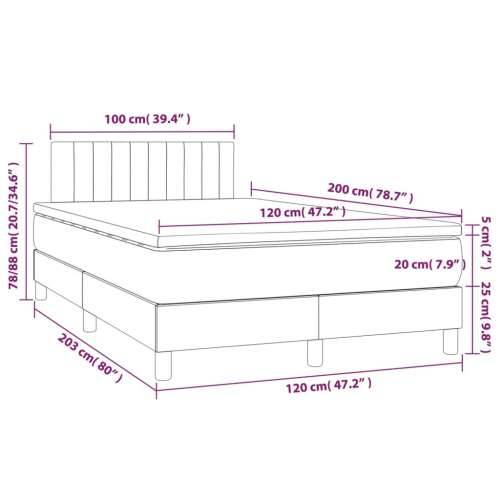 Krevet box spring s madracem LED crni 120 x 200 cm od tkanine - Crna 120 x 200 cm Okomite pruge Cijena