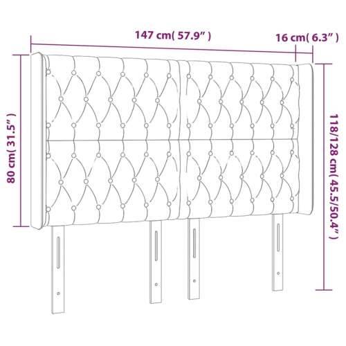 Uzglavlje s ušima crno 147x16x118/128 cm baršunasto - Crna 147 x 16 x 118/128 cm 1 Cijena