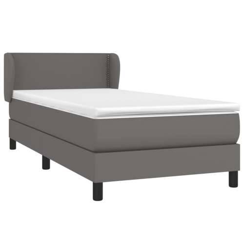 Krevet s oprugama i madracem sivi 80 x 200 cm od umjetne kože - Siva 80 x 200 cm Obično s čavlima Cijena