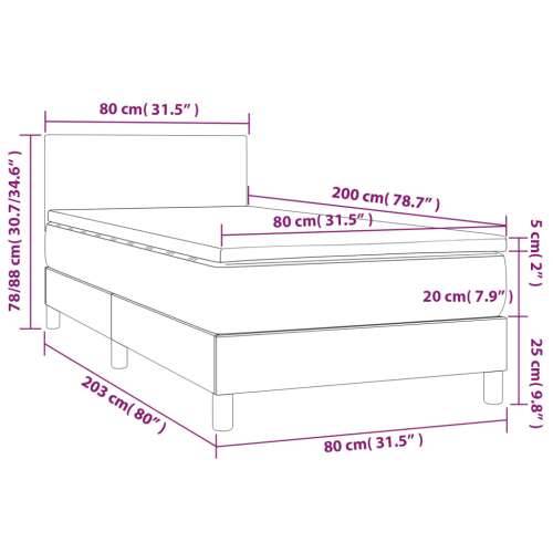 Krevet box spring s madracem LED crni 80 x 200 cm od tkanine - Crna 80 x 200 cm Gladak dizajn Cijena
