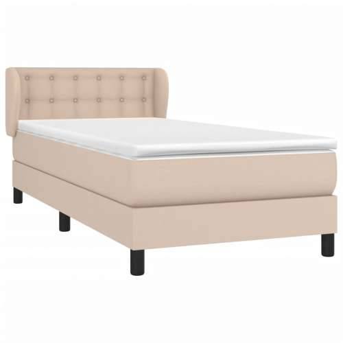 Krevet s oprugama i madrac cappuccino 90x200 cm od umjetne kože - Boja cappuccina 90 x 200 cm gumbi Cijena