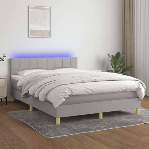 Krevet box spring s madracem LED svjetlosivi 140x200 cm tkanina - Svjetlosiva 140 x 200 cm Blok s kvadratima Cijena