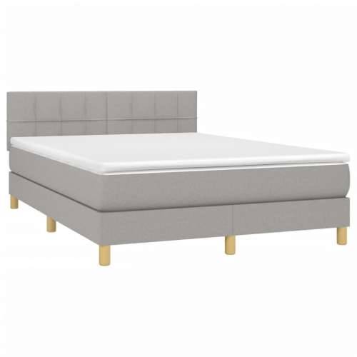 Krevet box spring s madracem LED svjetlosivi 140x200 cm tkanina - Svjetlosiva 140 x 200 cm Blok s kvadratima Cijena
