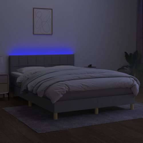 Krevet box spring s madracem LED svjetlosivi 140x200 cm tkanina - Svjetlosiva 140 x 200 cm Blok s kvadratima Cijena