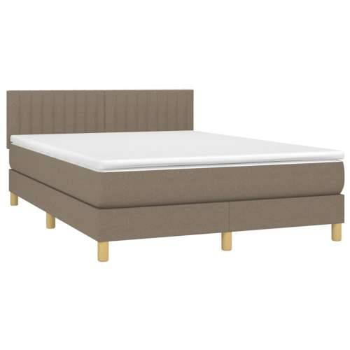 Krevet box spring s madracem LED smeđesivi 140x200 cm tkanina - Sivo-smeđa 140 x 200 cm Okomite pruge Cijena
