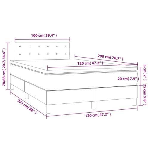 Krevet box spring s madracem LED tamnosmeđi 120x200 cm tkanina - Tamno smeđa 120 x 200 cm gumbi Cijena
