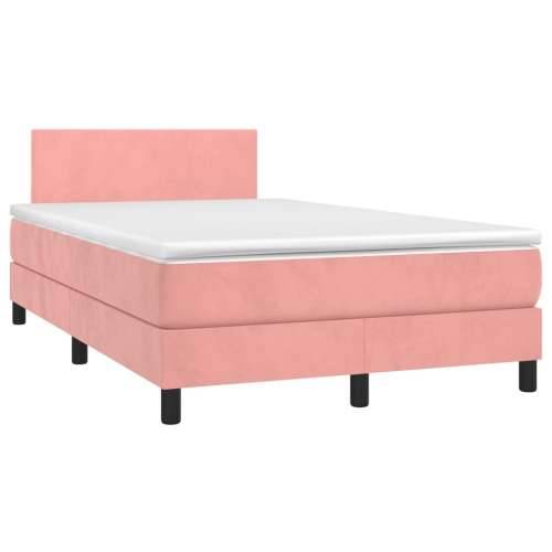 Krevet box spring s madracem LED ružičasti 120x200cm baršunasti - Ružičasta 120 x 200 cm Gladak dizajn Cijena