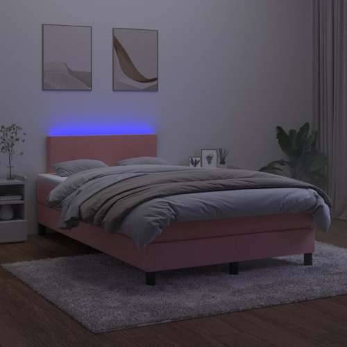 Krevet box spring s madracem LED ružičasti 120x200cm baršunasti - Ružičasta 120 x 200 cm Gladak dizajn Cijena