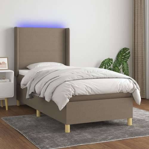 Krevet box spring s madracem LED smeđesivi 90x200 cm tkanina - Sivo-smeđa 90 x 200 cm Gladak dizajn Cijena