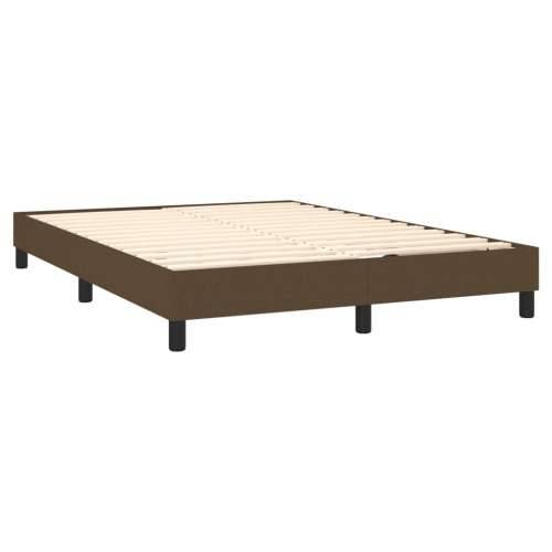 Krevet box spring s madracem LED tamnosmeđi 140x200 cm tkanina - Tamno smeđa 140 x 200 cm Blok s kvadratima Cijena