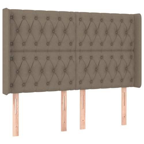Krevet box spring s madracem LED smeđesivi 140x200 cm tkanina - Sivo-smeđa 140 x 200 cm Dizajn s gumbima Cijena
