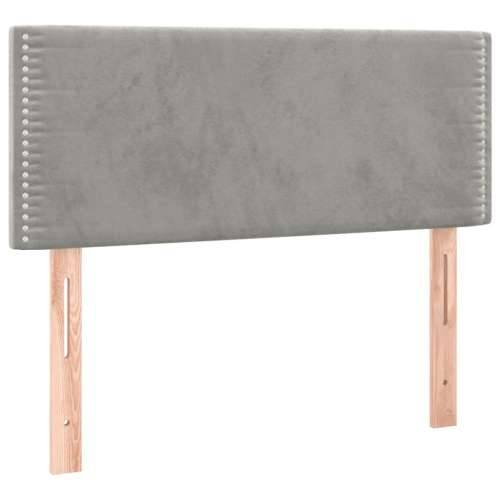 Krevet box spring s madracem LED svjetlosivi 90x200 cm baršun - Svjetlosiva 90 x 200 cm Obično s čavlima Cijena