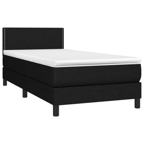 Krevet box spring s madracem LED crni 80 x 200 cm od tkanine - Crna 80 x 200 cm Obično s čavlima Cijena