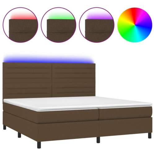 Krevet box spring s madracem LED tamnosmeđi 200x200 cm tkanina - Tamno smeđa 200 x 200 cm vodoravne pruge Cijena
