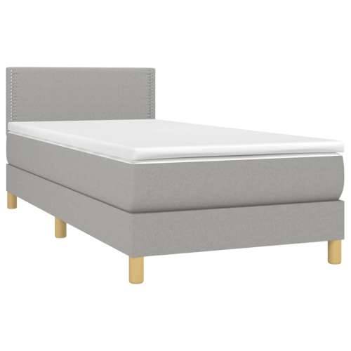 Krevet box spring s madracem LED svjetlosivi 80x200 cm tkanina - Svjetlosiva 80 x 200 cm Obično s čavlima Cijena