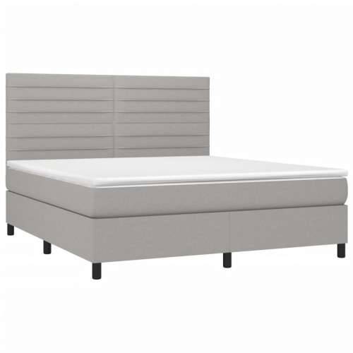 Krevet box spring s madracem LED svjetlosivi 180x200 cm tkanina - Svjetlosiva 180 x 200 cm vodoravne pruge Cijena