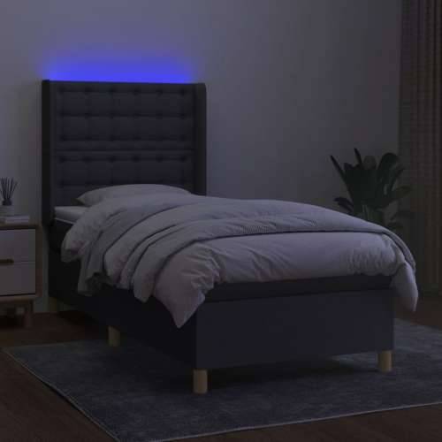 Krevet box spring s madracem LED svjetlosivi 100x200 cm tkanina - Svjetlosiva 100 x 200 cm gumbi Cijena