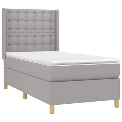 Krevet box spring s madracem LED svjetlosivi 100x200 cm tkanina - Svjetlosiva 100 x 200 cm gumbi Cijena