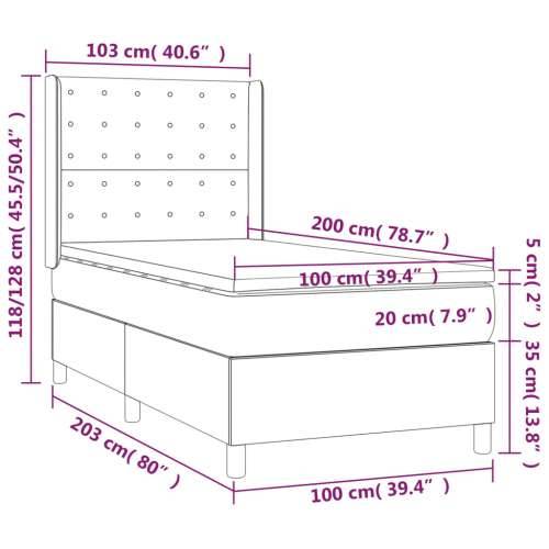 Krevet box spring s madracem LED svjetlosivi 100x200 cm tkanina - Svjetlosiva 100 x 200 cm gumbi Cijena