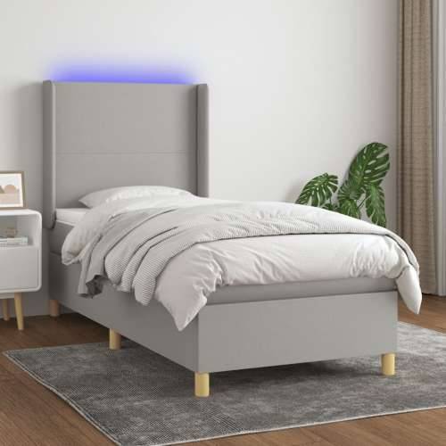 Krevet box spring s madracem LED svjetlosivi 100x200 cm tkanina - Svjetlosiva 100 x 200 cm Gladak dizajn Cijena