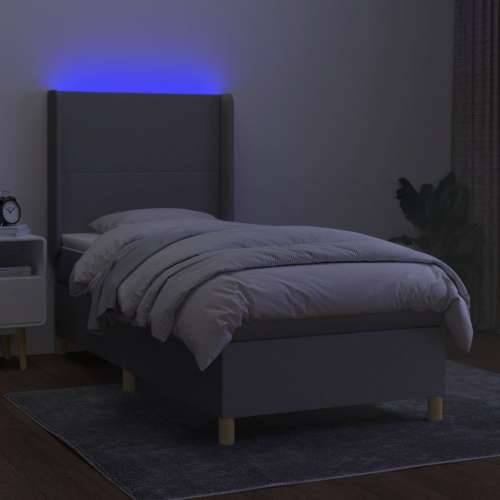 Krevet box spring s madracem LED svjetlosivi 100x200 cm tkanina - Svjetlosiva 100 x 200 cm Gladak dizajn Cijena