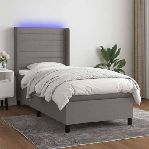 Krevet box spring s madracem LED tamnosivi 80 x 200 cm tkanina - Tamno siva 80 x 200 cm vodoravne pruge Cijena
