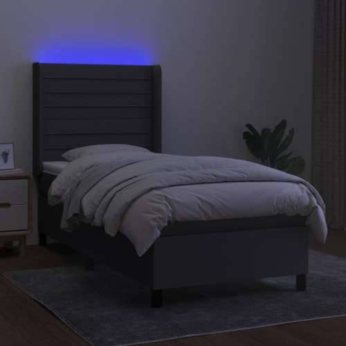 Krevet box spring s madracem LED tamnosivi 80 x 200 cm tkanina - Tamno siva 80 x 200 cm vodoravne pruge Cijena
