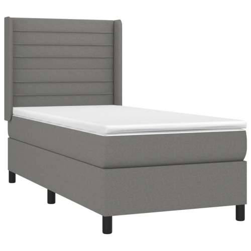 Krevet box spring s madracem LED tamnosivi 80 x 200 cm tkanina - Tamno siva 80 x 200 cm vodoravne pruge Cijena