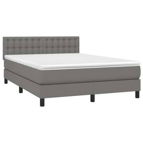 Krevet box spring s madracem LED tamnosivi 140x190 cm tkanina - Tamno siva 140 x 190 cm gumbi Cijena
