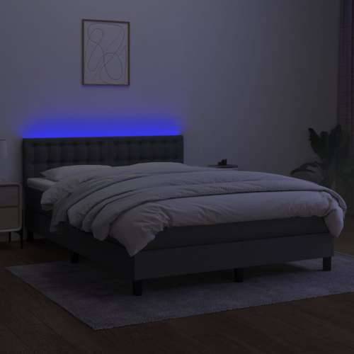 Krevet box spring s madracem LED tamnosivi 140x190 cm tkanina - Tamno siva 140 x 190 cm gumbi Cijena
