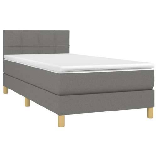 Krevet box spring s madracem LED tamnosivi 90x190 cm tkanina - Tamno siva 90 x 190 cm Blok s kvadratima Cijena
