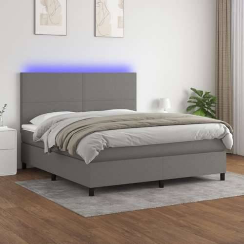 Krevet box spring s madracem LED tamnosivi 180x200 cm tkanina - Tamno siva 180 x 200 cm Gladak dizajn Cijena
