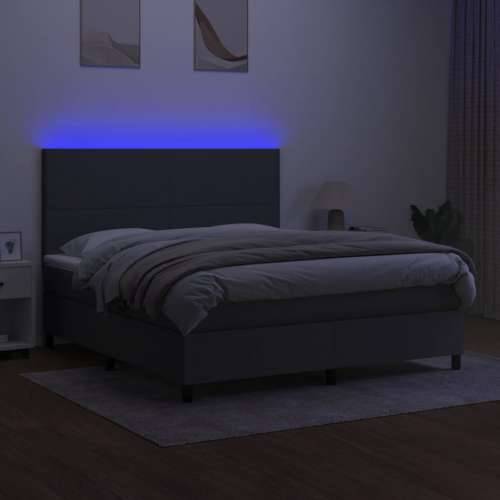 Krevet box spring s madracem LED tamnosivi 180x200 cm tkanina - Tamno siva 180 x 200 cm Gladak dizajn Cijena