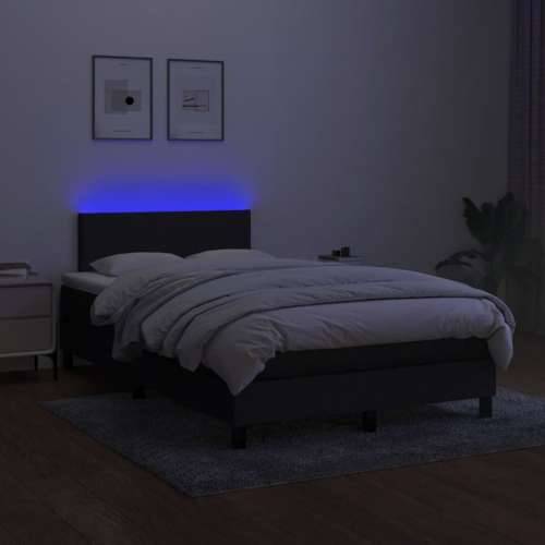 Krevet box spring s madracem LED crni 120 x 200 cm od tkanine - Crna 120 x 200 cm Gladak dizajn Cijena