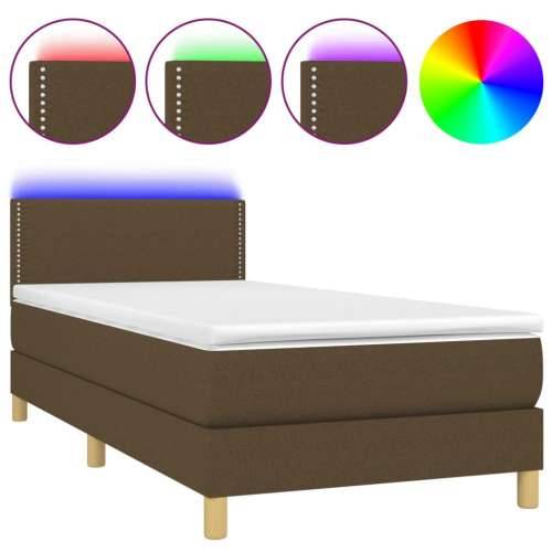 Krevet box spring s madracem LED tamnosmeđi 80 x 200 cm tkanina - Tamno smeđa 80 x 200 cm Obično s čavlima Cijena