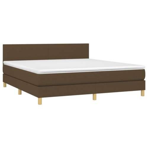 Krevet box spring s madracem LED tamnosmeđi 160x200 cm tkanina - Tamno smeđa 160 x 200 cm Gladak dizajn Cijena