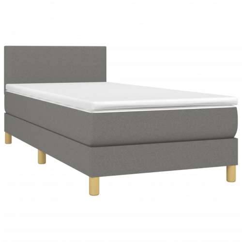 Krevet box spring s madracem LED tamnosivi 90x190 cm tkanina - Tamno siva 90 x 190 cm Gladak dizajn Cijena