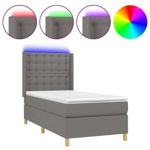 Krevet box spring s madracem LED tamnosivi 90x190 cm tkanina - Tamno siva 90 x 190 cm gumbi Cijena