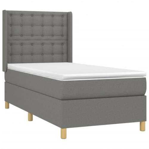 Krevet box spring s madracem LED tamnosivi 90x190 cm tkanina - Tamno siva 90 x 190 cm gumbi Cijena