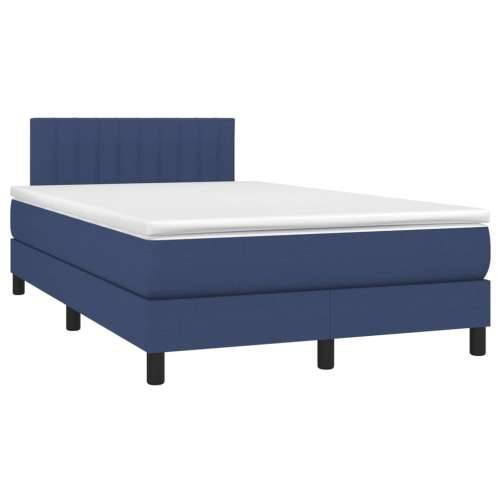 Krevet box spring s madracem LED plavi 120 x 200 cm od tkanine - Plava 120 x 200 cm Okomite pruge Cijena