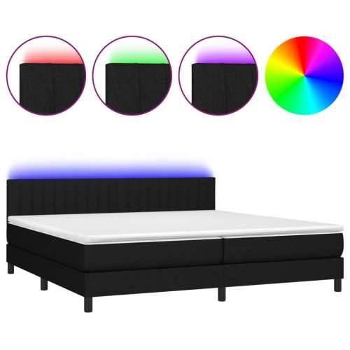 Krevet box spring s madracem LED crni 200x200 cm od tkanine - Crna 200 x 200 cm Okomite pruge Cijena