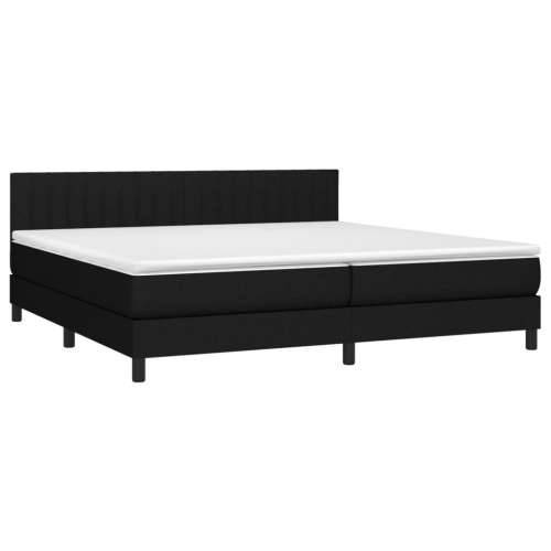 Krevet box spring s madracem LED crni 200x200 cm od tkanine - Crna 200 x 200 cm Okomite pruge Cijena