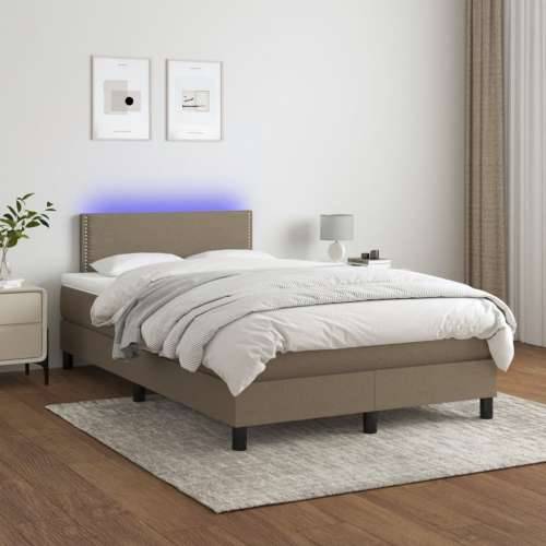 Krevet box spring s madracem LED smeđesivi 120 x 200 cm tkanina - Sivo-smeđa 120 x 200 cm Obično s čavlima Cijena