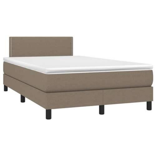 Krevet box spring s madracem LED smeđesivi 120 x 200 cm tkanina - Sivo-smeđa 120 x 200 cm Obično s čavlima Cijena