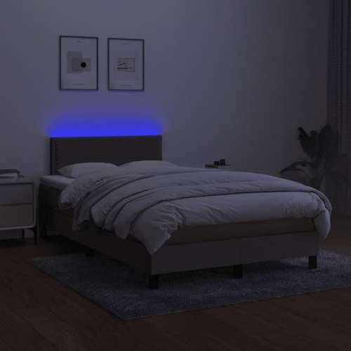 Krevet box spring s madracem LED smeđesivi 120 x 200 cm tkanina - Sivo-smeđa 120 x 200 cm Obično s čavlima Cijena