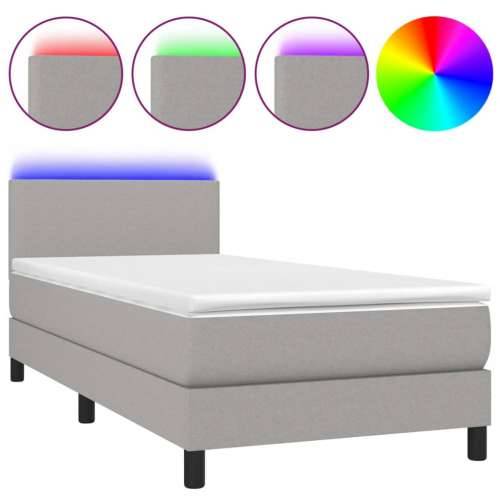 Krevet box spring s madracem LED svjetlosivi 90x200 cm tkanina - Svjetlosiva 90 x 200 cm Gladak dizajn Cijena