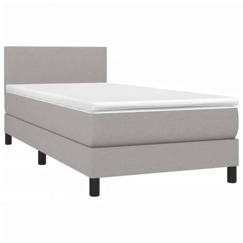 Krevet box spring s madracem LED svjetlosivi 90x200 cm tkanina - Svjetlosiva 90 x 200 cm Gladak dizajn Cijena